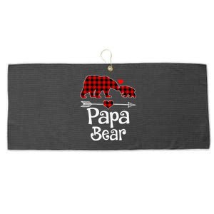 Funny Papa Bear Christmas Pajama Red Plaid Buffalo Matching Family Large Microfiber Waffle Golf Towel