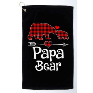 Funny Papa Bear Christmas Pajama Red Plaid Buffalo Matching Family Platinum Collection Golf Towel