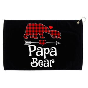 Funny Papa Bear Christmas Pajama Red Plaid Buffalo Matching Family Grommeted Golf Towel