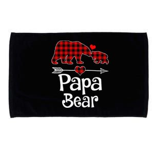 Funny Papa Bear Christmas Pajama Red Plaid Buffalo Matching Family Microfiber Hand Towel