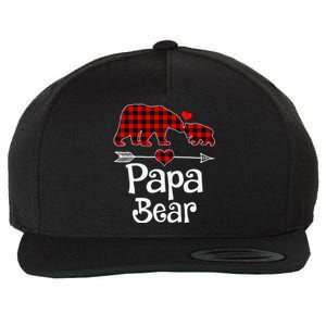 Funny Papa Bear Christmas Pajama Red Plaid Buffalo Matching Family Wool Snapback Cap