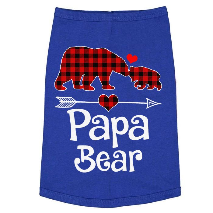 Funny Papa Bear Christmas Pajama Red Plaid Buffalo Matching Family Doggie Tank