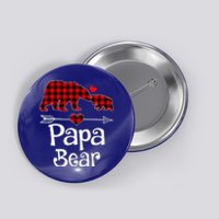 Funny Papa Bear Christmas Pajama Red Plaid Buffalo Matching Family Button