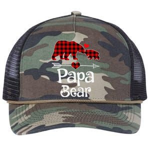 Funny Papa Bear Christmas Pajama Red Plaid Buffalo Matching Family Retro Rope Trucker Hat Cap