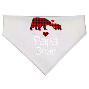 Funny Papa Bear Christmas Pajama Red Plaid Buffalo Matching Family USA-Made Doggie Bandana