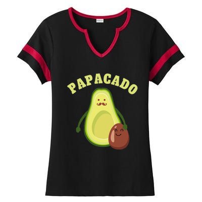 Funny Papacado Best Dad Fathers Day Ladies Halftime Notch Neck Tee