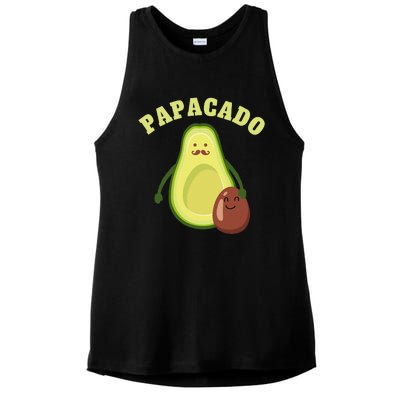 Funny Papacado Best Dad Fathers Day Ladies PosiCharge Tri-Blend Wicking Tank