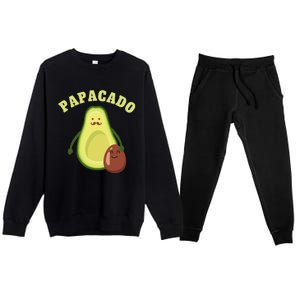 Funny Papacado Best Dad Fathers Day Premium Crewneck Sweatsuit Set