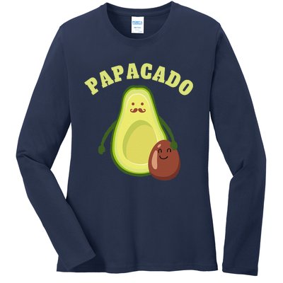 Funny Papacado Best Dad Fathers Day Ladies Long Sleeve Shirt