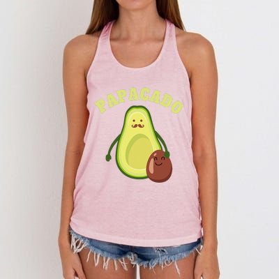 Funny Papacado Best Dad Fathers Day Women's Knotted Racerback Tank