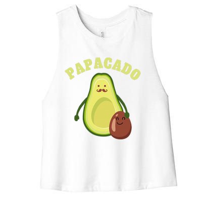 Funny Papacado Best Dad Fathers Day Women's Racerback Cropped Tank