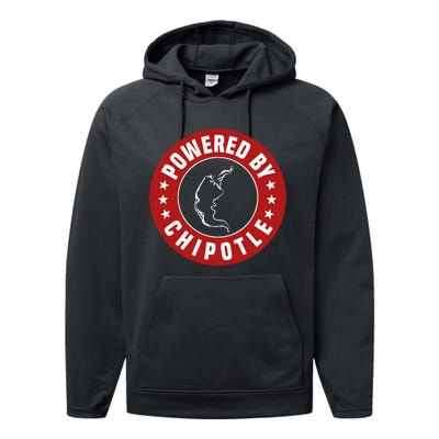 Funny Powered By Chipotle Design Chili Pepper Performance Fleece Hoodie