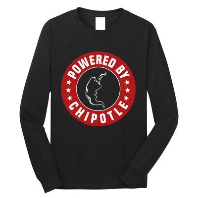 Funny Powered By Chipotle Design Chili Pepper Long Sleeve Shirt