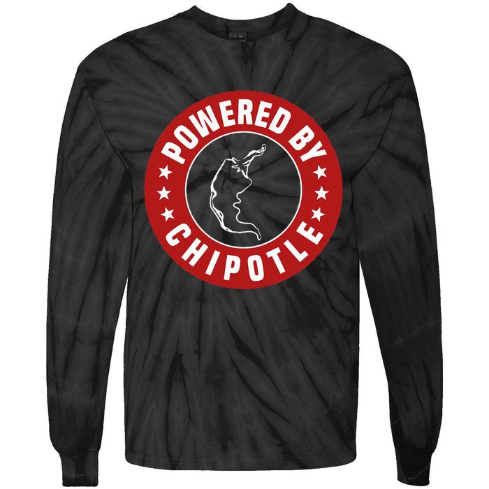 Funny Powered By Chipotle Design Chili Pepper Tie-Dye Long Sleeve Shirt