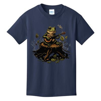 Frog Playing Banjo On Log Gift Kids T-Shirt