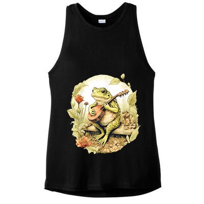 Frog Playing Banjo On Log Ladies PosiCharge Tri-Blend Wicking Tank