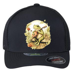 Frog Playing Banjo On Log Flexfit Unipanel Trucker Cap