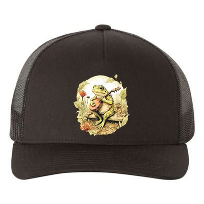 Frog Playing Banjo On Log Yupoong Adult 5-Panel Trucker Hat