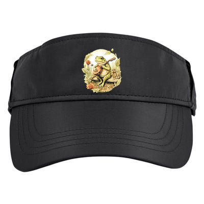 Frog Playing Banjo On Log Adult Drive Performance Visor