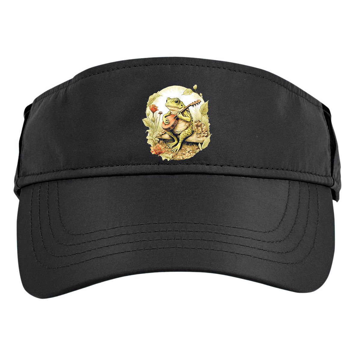 Frog Playing Banjo On Log Adult Drive Performance Visor