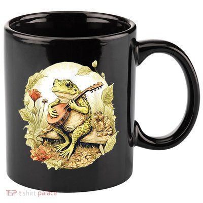 Frog Playing Banjo On Log 11oz C Handle Ceramic Mug