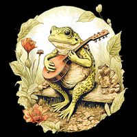Frog Playing Banjo On Log Drawstring Bag
