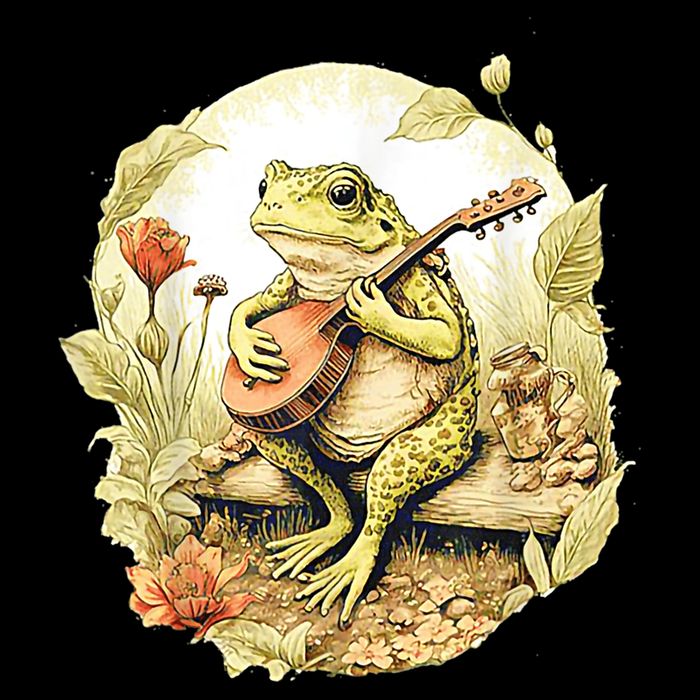 Frog Playing Banjo On Log Drawstring Bag