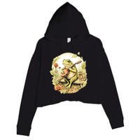 Frog Playing Banjo On Log Crop Fleece Hoodie