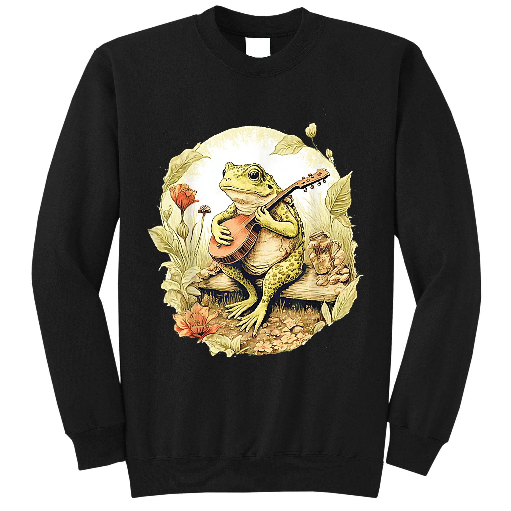 Frog Playing Banjo On Log Tall Sweatshirt