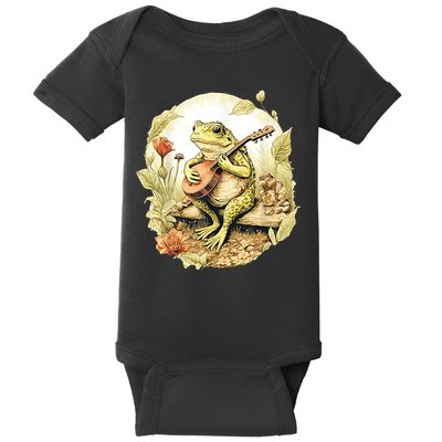 Frog Playing Banjo On Log Baby Bodysuit