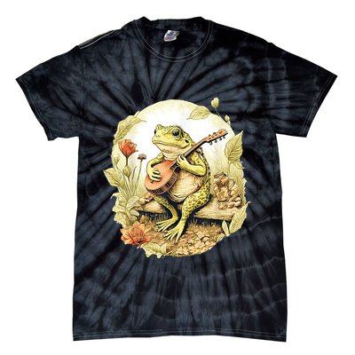 Frog Playing Banjo On Log Tie-Dye T-Shirt