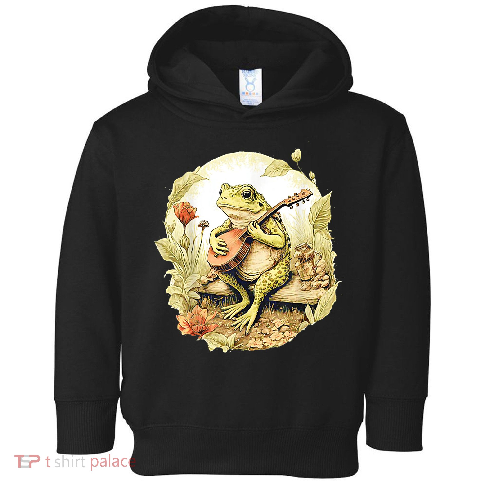 Frog Playing Banjo On Log Toddler Hoodie