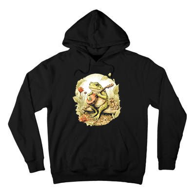 Frog Playing Banjo On Log Tall Hoodie