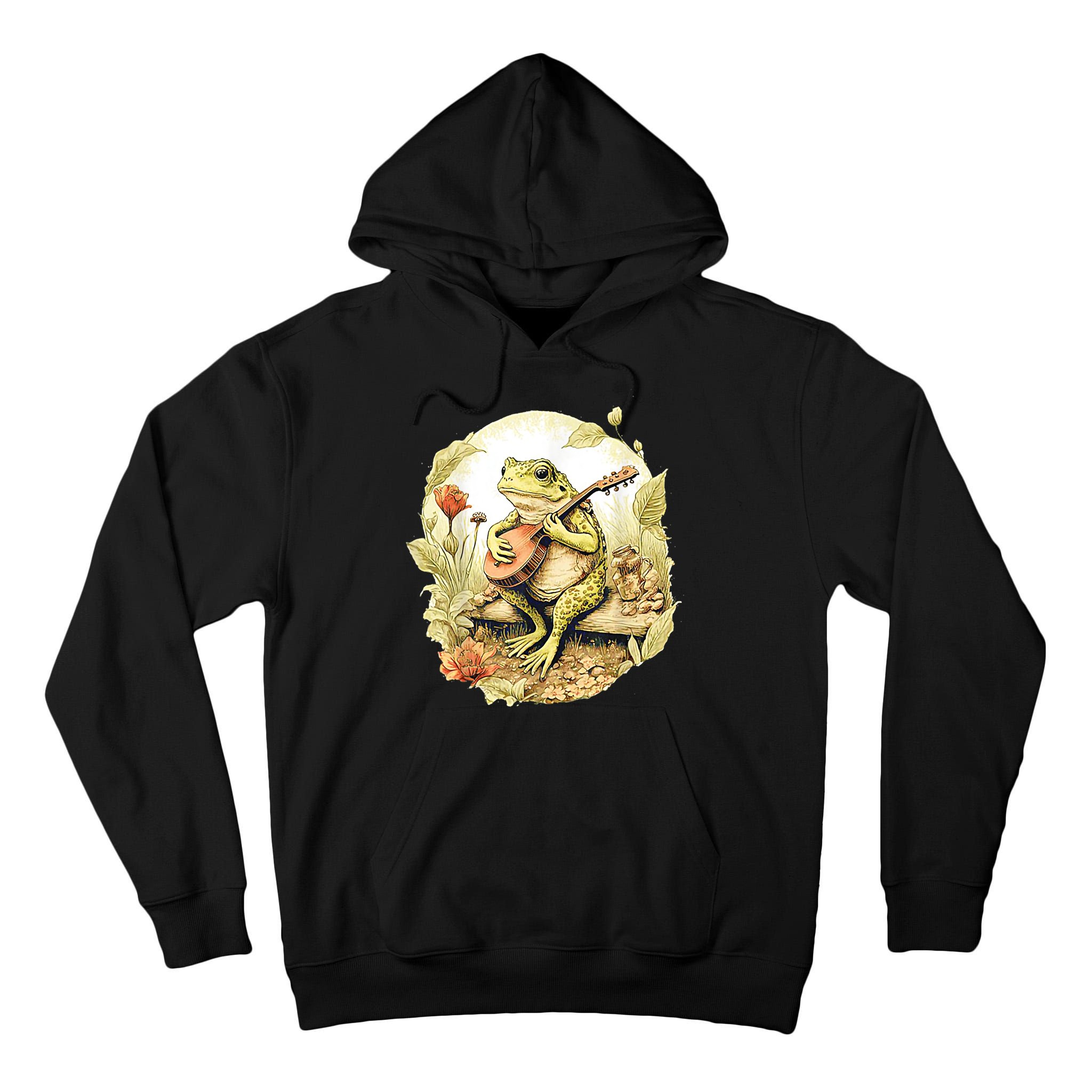 Frog Playing Banjo On Log Tall Hoodie