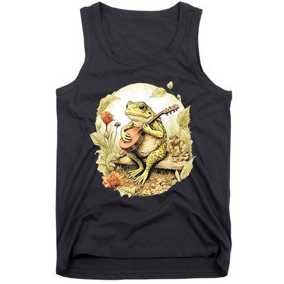 Frog Playing Banjo On Log Tank Top