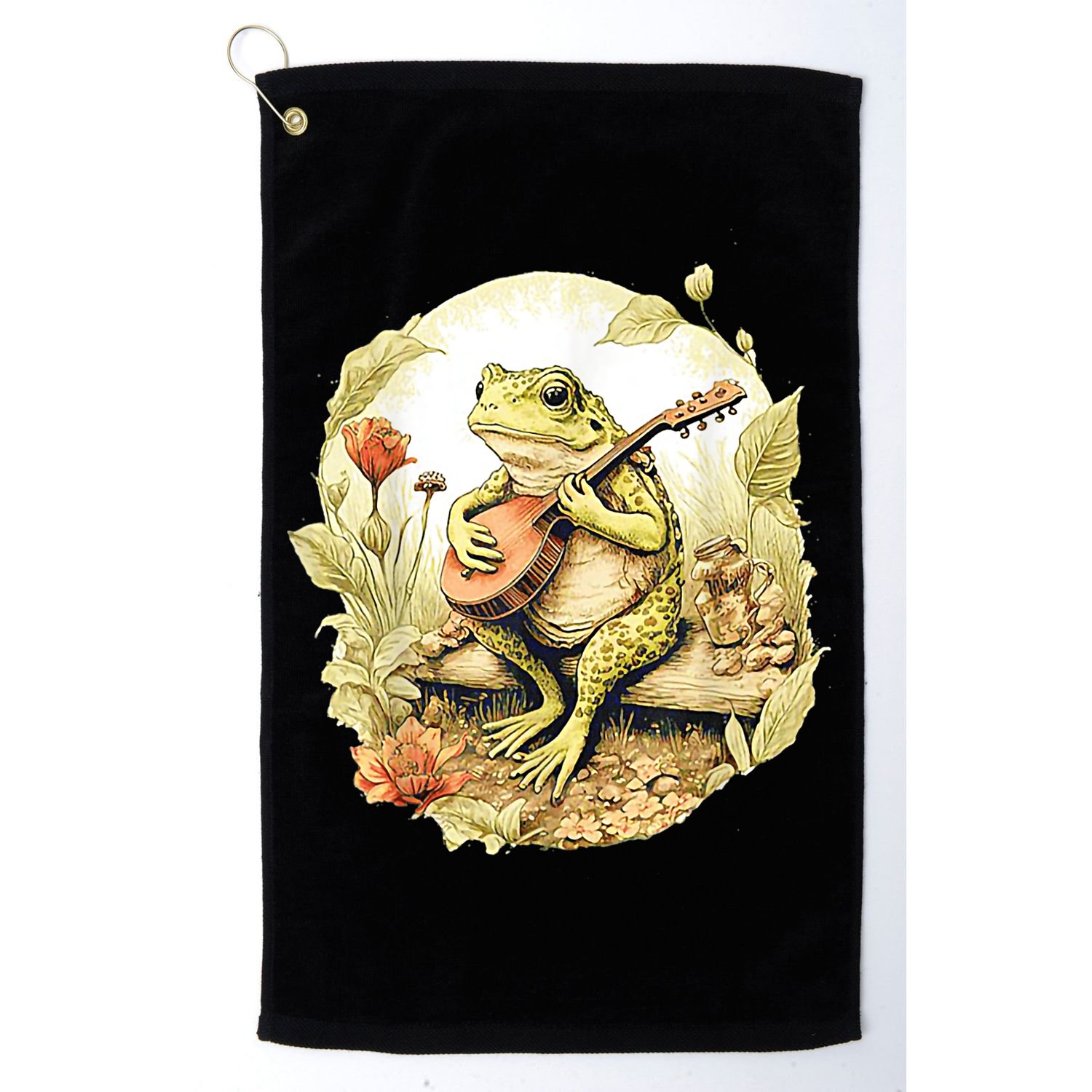 Frog Playing Banjo On Log Golf Towel