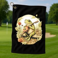 Frog Playing Banjo On Log Golf Towel