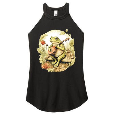 Frog Playing Banjo On Log Women's Perfect Tri Rocker Tank