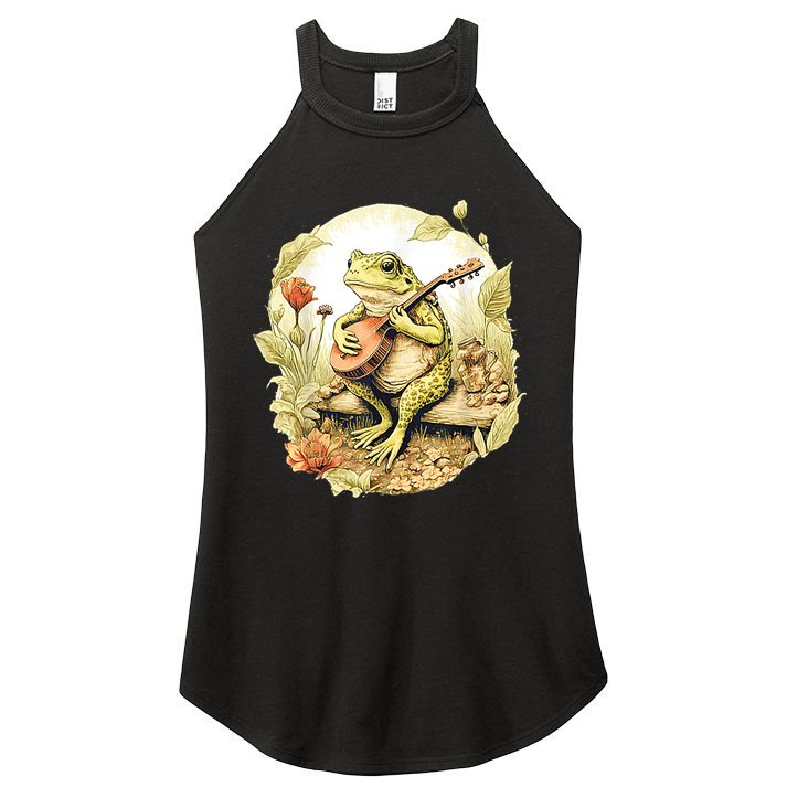 Frog Playing Banjo On Log Women's Perfect Tri Rocker Tank