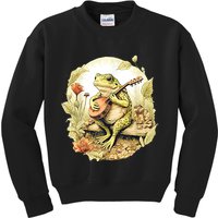 Frog Playing Banjo On Log Kids Sweatshirt