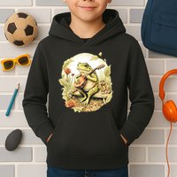 Frog Playing Banjo On Log Kids Hoodie