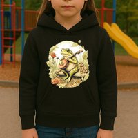 Frog Playing Banjo On Log Kids Hoodie