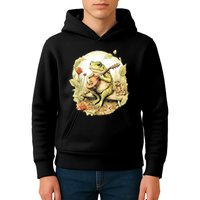 Frog Playing Banjo On Log Kids Hoodie