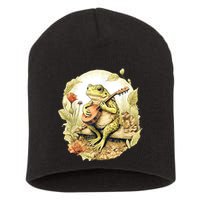 Frog Playing Banjo On Log Short Acrylic Beanie