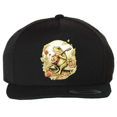 Frog Playing Banjo On Log Wool Snapback Cap