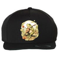 Frog Playing Banjo On Log Wool Snapback Cap