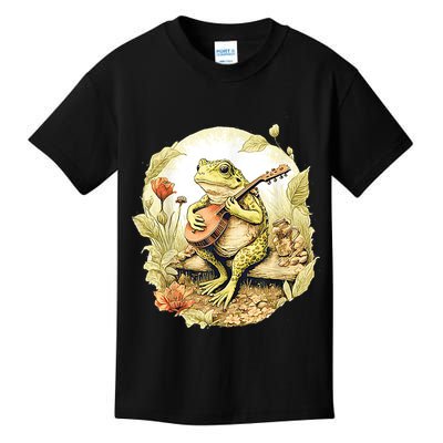 Frog Playing Banjo On Log Kids T-Shirt