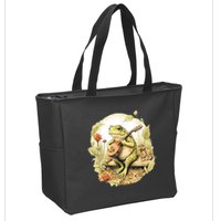 Frog Playing Banjo On Log Zip Tote Bag