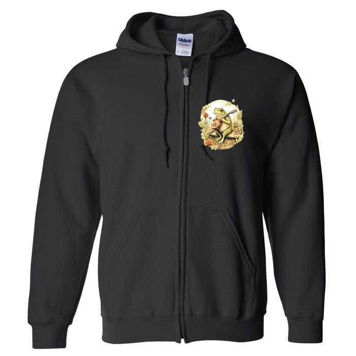 Frog Playing Banjo On Log Full Zip Hoodie