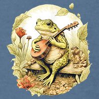 Frog Playing Banjo On Log Garment-Dyed Sweatshirt